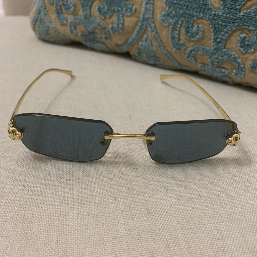 Cartier Panthere Classic 56MM 24K-Gold-Plated Metal Rimless Geometric Sunglasses - Picture 2 of 16